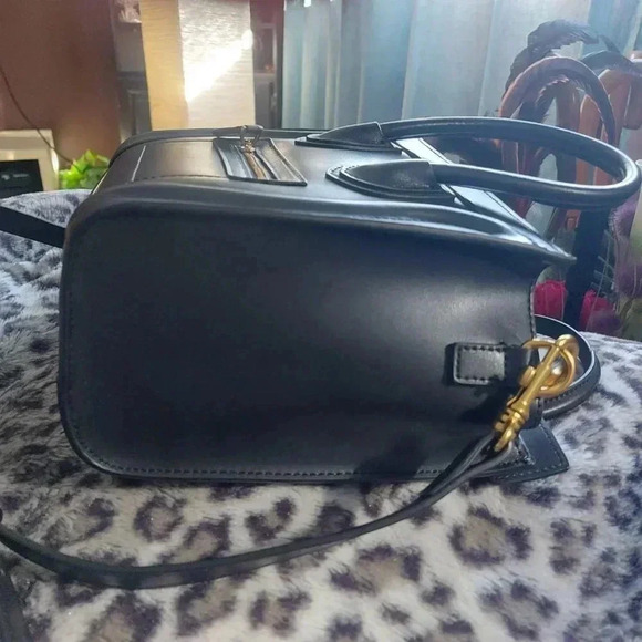 Black Leather Fashion Nano Satchel Bag with Antique Gold Hardware - NWOT - Picture 9 of 16